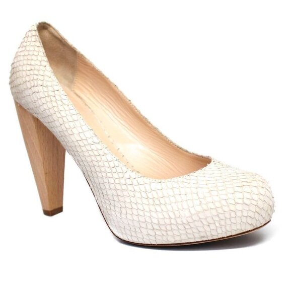 Loeffler Randall Cream Esther Wood Heel Pump - Picture 1 of 11